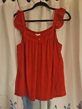 Maurices Red Ruffled-Strap Sleeveless Tank